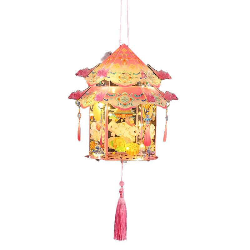 2025 Mid-Autumn Festival Handmade DIY Ancient Style Lanterns for Children - Rabbit & Flower Designs