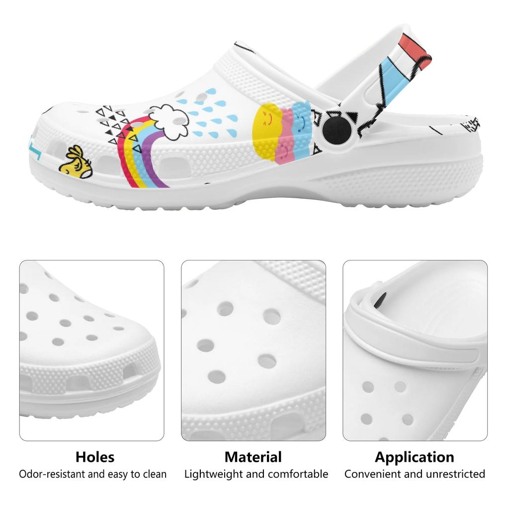 Cartoon Printed EVA Casual Clogs for Women Men Soft Sole Flexible Breathable Slip On Sandals Slippers Summer Daily Leisure Shoes