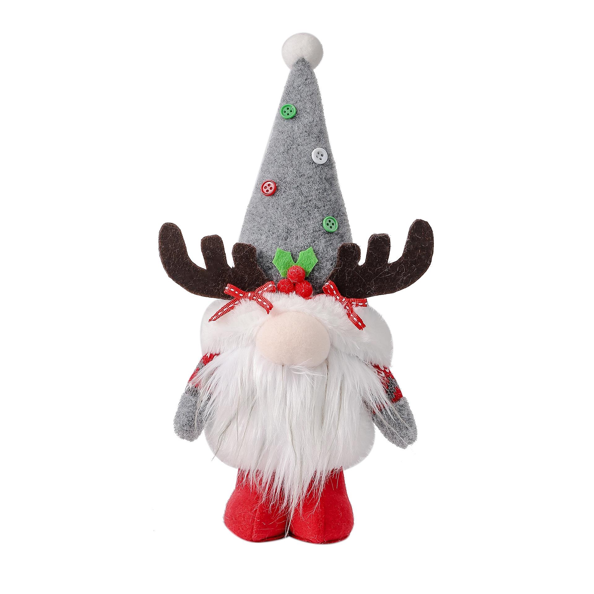 

Plush Christmas Toy Santa Claus Standing Deer Horn Rudolph Present Decoration Beard