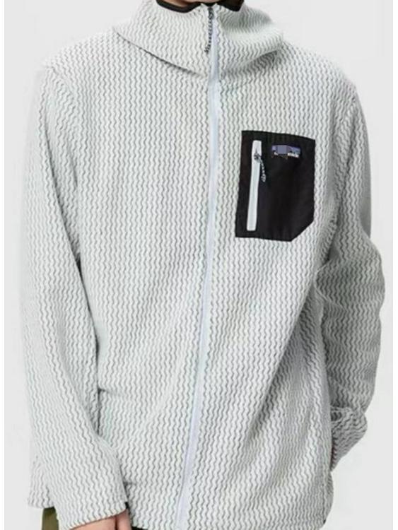 

Флисовая куртка с капюшоном R1 - Теплая толстовка на осень/зиму Large светло-серый