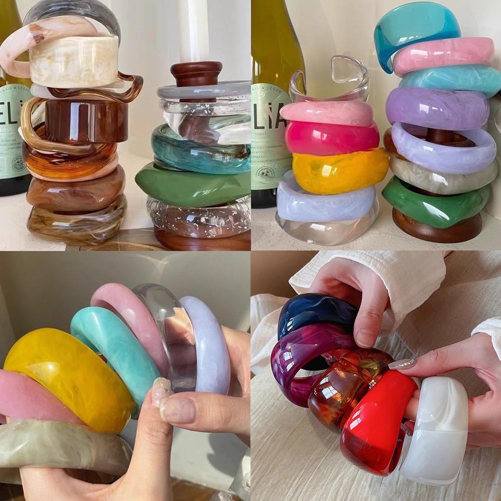Discount Resin Big Bangle Trendy Acrylic Bangle Chunky Statement Acrylic Cheap Jewelry Fashion African Jewelry 20.5cm&chunky-bangle