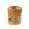 Bamboo Pen Holder Carving Round Organizer Versatile Chinese Design Stationery for