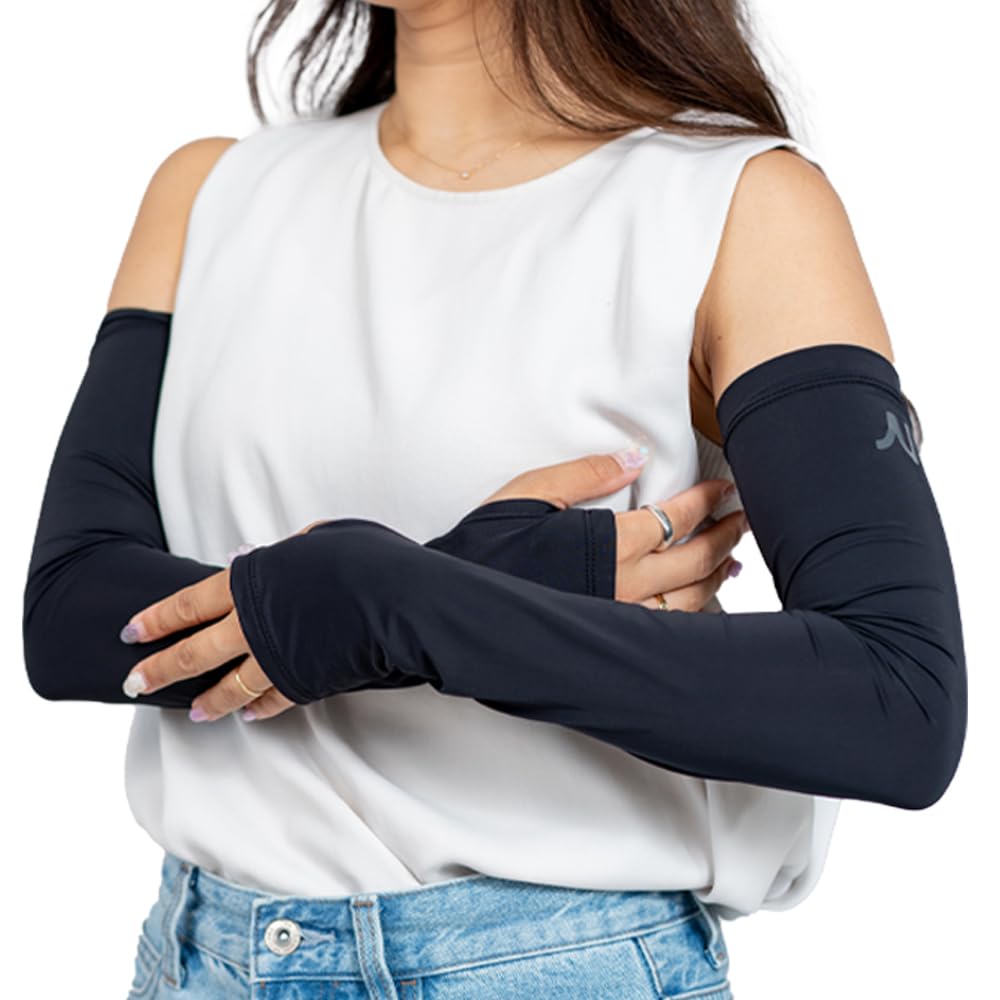 

Nakota Охлаждающие эластичные нарукавники с защитой от УФ-лучей для эластичных рук от солнца длинные до локтя женские летние, Рукава, Защита, Длина, Унисекс, чёрный