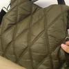 Rhombus Space Cotton Handbag - Down-Filled Simple Solid Color Tote for Autumn & Winter