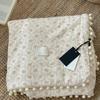 Cotton Crinkled Gauze Blanket Soft Breathable Pom Pom Throw Lightweight Portable for Office Nap Sofa Couch Outdoor Travel All Season Warm Blanket