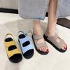 Summer New Roman Style Thick Bottom Sandals Women's Slip-On Beach Shoes Retro Magic Tape Strap Buckle Flat Heel Ladies Sandals