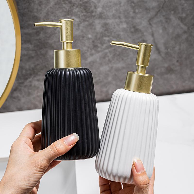 Dispenser de săpun dezinfectant de mâini ceramice 300ML sticla loțiune presă săpun dozator baie toaletă spălare șampon sticlă separată