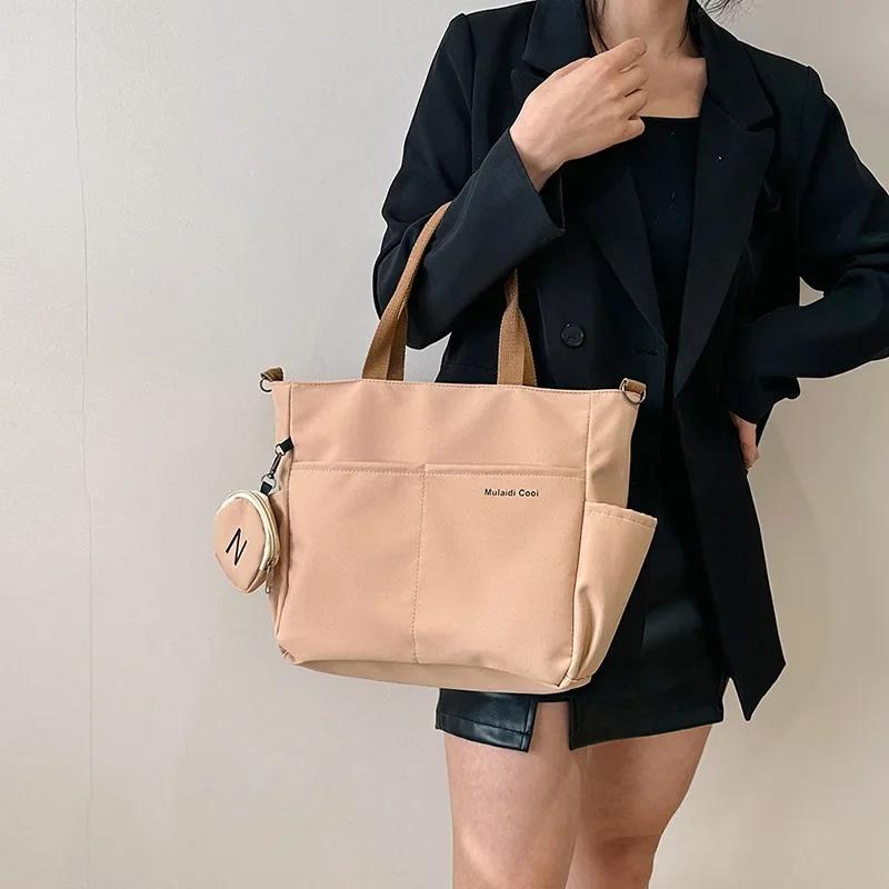 

Korean Style Large Capacity Crossbody Shoulder Bag waterproof Oxford Canvas Versatile for College Students Travel Commuting
