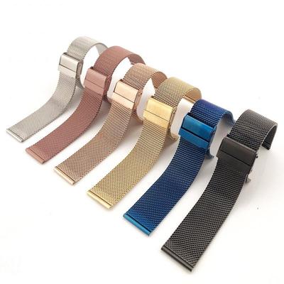 20mm IP Galvanisiertes Stahl Uhrenarmband mit Doppelsicherheitsverschluss & Mailänder Flechtgewebe