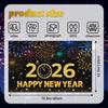 2026 Happy New Year Banner, 72x44 Inches - Golden Fabric New Year Backdrop for New Year's Eve Celebration