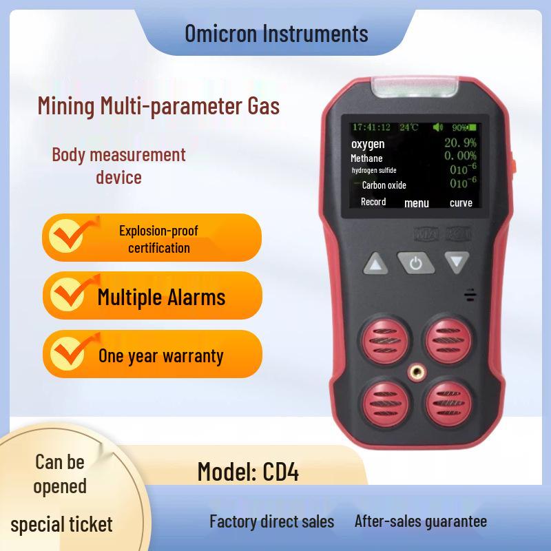 Baoshian 4-in-1 Portable Gas Detector: Methane, Oxygen, CO, H2S