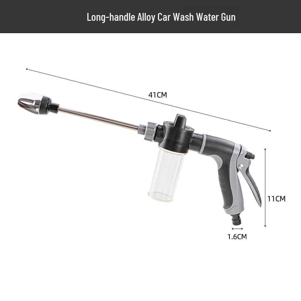 Long Rod High-Pressure Car Wash Gun with Metal Extension & Rubber Grip