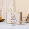 Hand-Painted Graffiti Canvas Tote Bag - Yellow Linen Logo Pattern