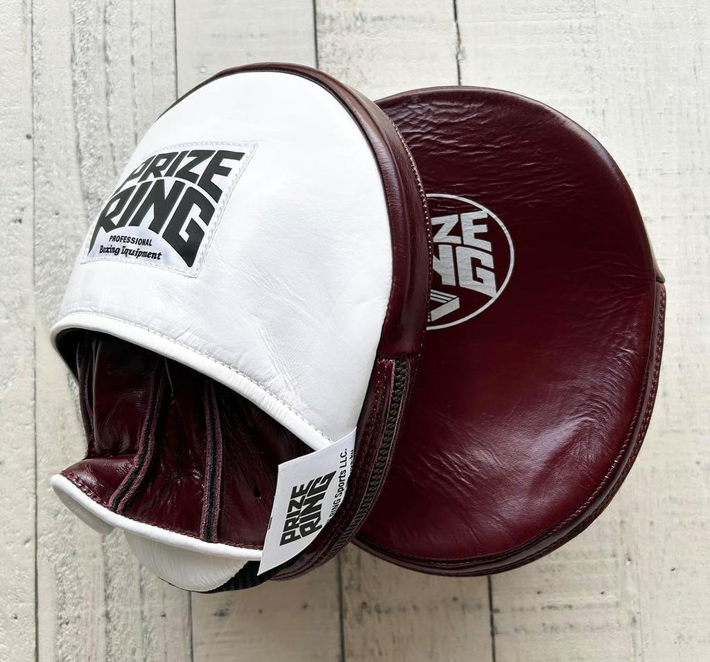 PRIZE RING "Classic 75" Genuine Leather Ultra-Thin Boxing Mitt, Burgundy (M)