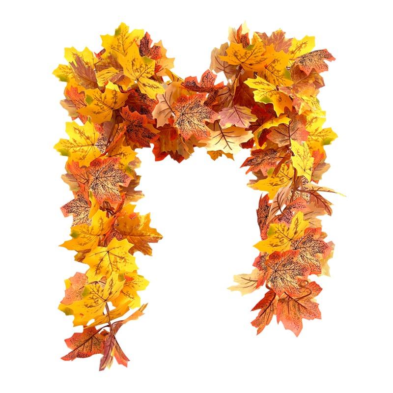 Konstgjord simulering av höstlönnlövrotting heminredning, höstgrön växtranka dörrhängande dekoration