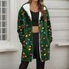 Women's Christmas Printed Fashionable Loose Zipper Fleece Hoodie Jacket