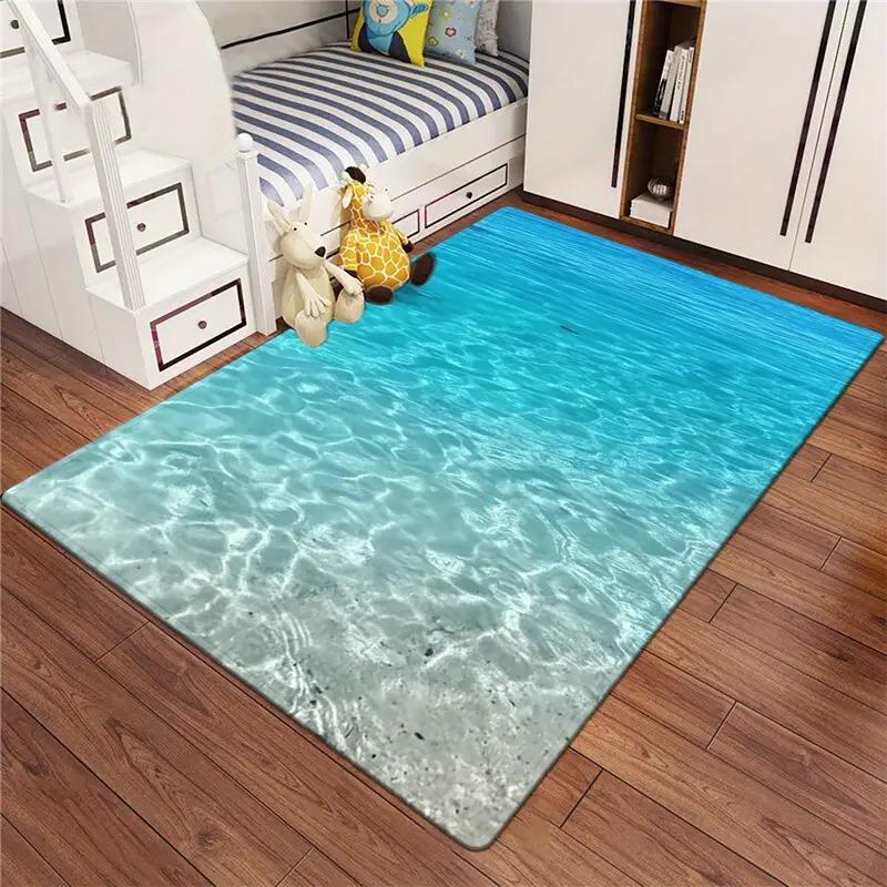 

Новий килим з морськими зірками, ракушками, морськими зірками та піском для вітальні, спальні, дому, для прикраси дивана, дитячий ігровий нековзкий килимок для підлоги 80x120cm