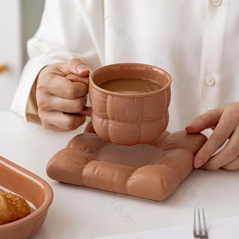 Creative Sofa Ceramic Coffee Cup Sets Cute Sweet Couple Mugs Light Luxury Fashion Home Tea Set Coffee Pot Exquisite Tableware