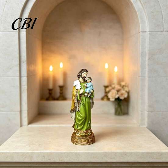 Religious Resin Ornaments Joseph And Child Jesus Figurine, Christian Ornament, Spiritual Home Decoration Collectable Catholic Saint Statue,