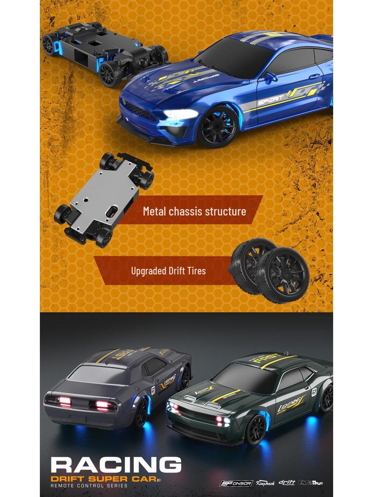 1:43 Remote Control High-Speed Drift Racing Car with Metal Chassis