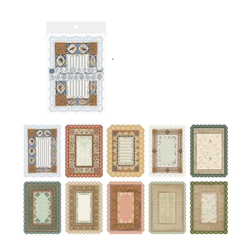 10pcs/pack Vintage Patterned Lace Paper Scrapbook Materials DIY Photo Album Collage Journalling Creative Stationery Supplies