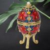 Fdit Vintage Enamelled ster Egg Jewelry Box, Zinc Alloy Diamante Jewelry   with Antique Floral Pattern, Decorative for Women, ster Houses and