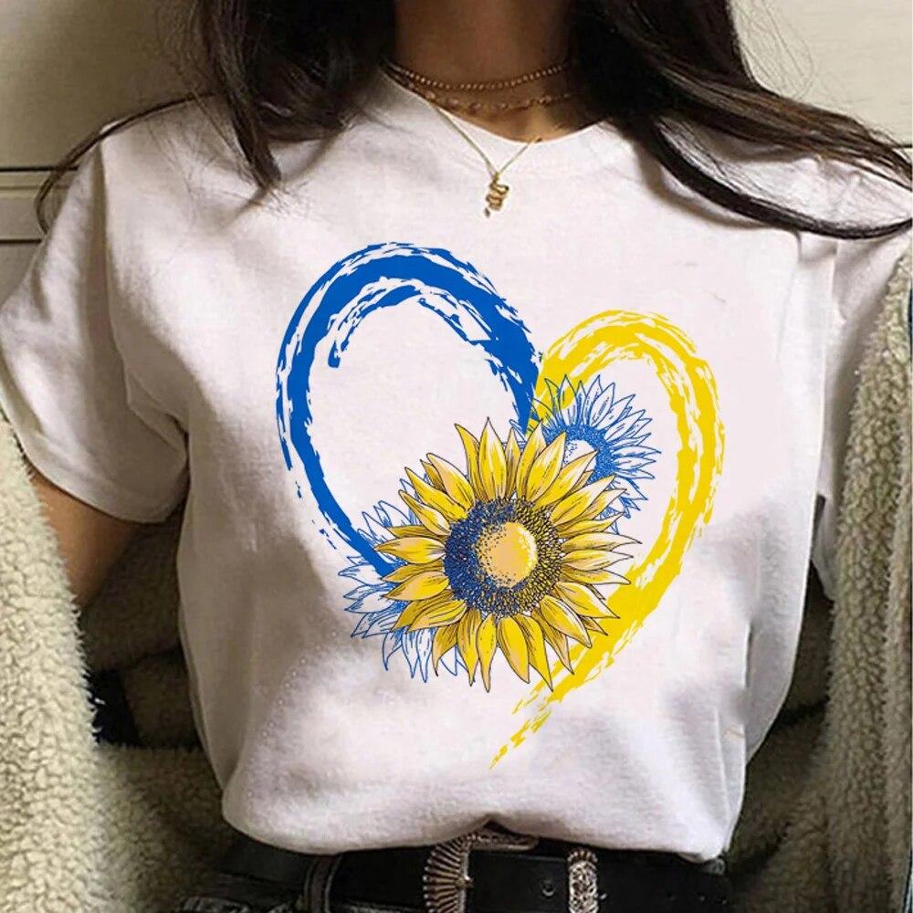Ukraini Ukraine Flag Tee Women Harajuku Unisexga Designer T Shirt Girl Japanese Clothing