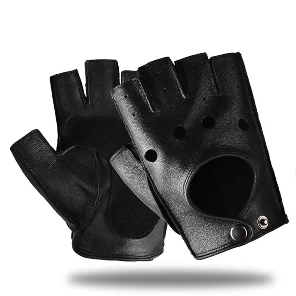 Outdoor Sports Cowhide Gloves Anti Slip Half Finger Gloves New Men Gloves  Fitness Motorcycle