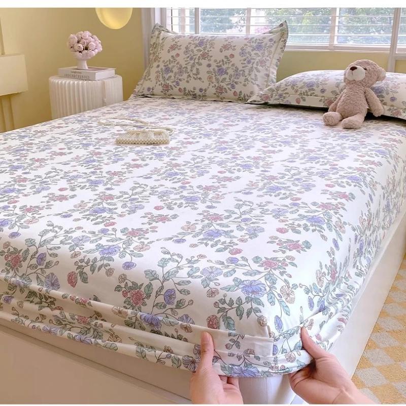 Single Double Queen King Cotton Printing Fitted Bed Sheets for Home Bed Dustproof Protective Case Bed Mattress Cover