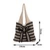 Nova Bolsa de Crochê Listrada com Laço Grande Capacidade Casual Bolsa de Ombro Tecida Multicolorida Bolsa de Tricô Feita à Mão
