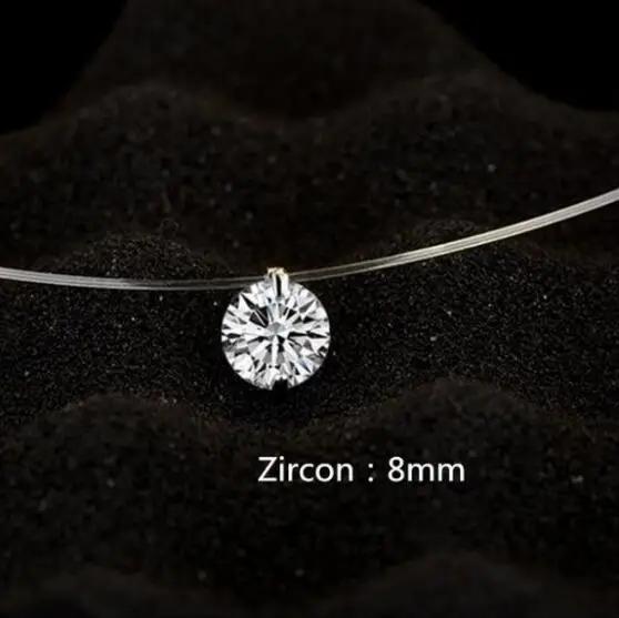 Andara Diamante Moissanite 1ct Argento Sterling S925 Filo da Pesca Trasparente Invisibile Collana a Catena Clavicolare Gioielli da Donna