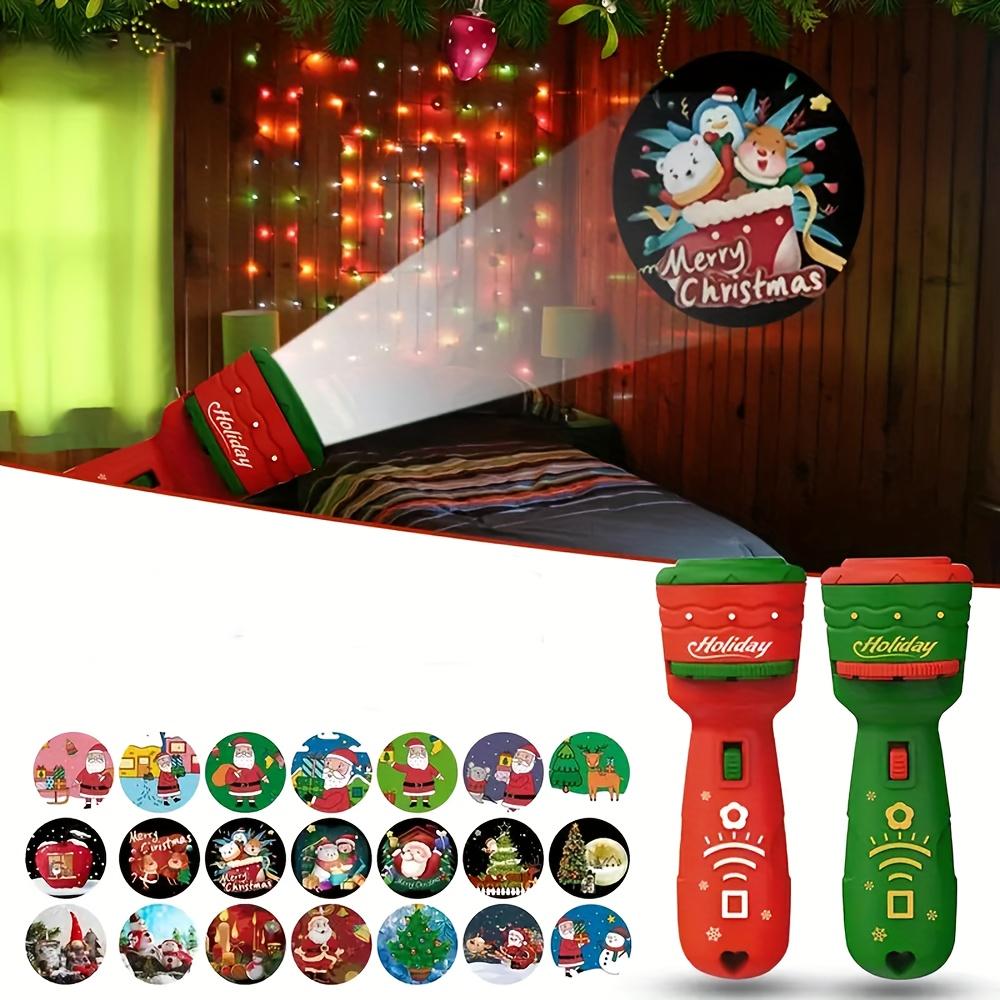 Christmas Kids Projector Flashlight with 24 Holiday Patterns - Santa, Reindeer, Snowmen, Presents - Battery-Powered Learning Toy for Toddlers
