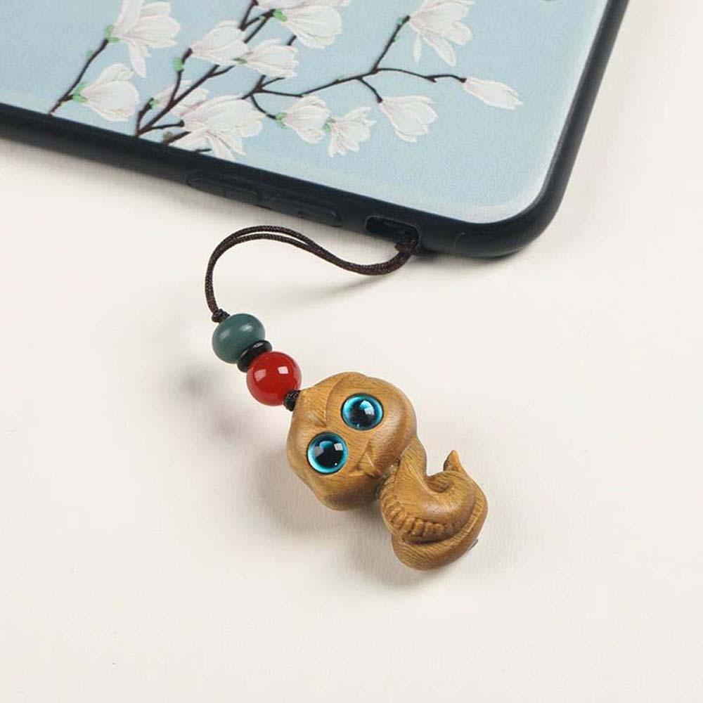 Cyan Eyes Zodiac Snake Keychain Waterproof Green Sandalwood Phone Chain Ornament  Men