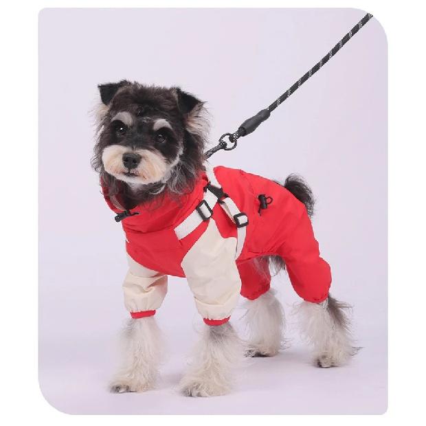 Pet Dog Waterproof Coat Puppy Hooded Jacket for Rainy Day Outdoor Dog Raincoat Reflective Clothes for Small Medium Large Dogs