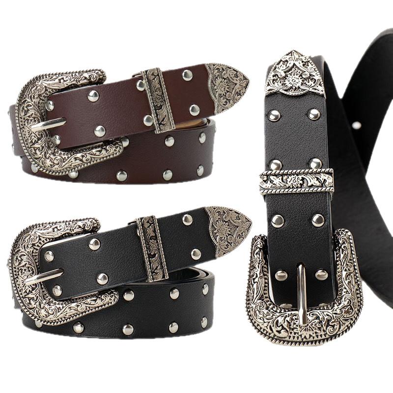 Belt Women's Rivet Belt Millennium Style American Vintage Heavy Industry Punk Belt