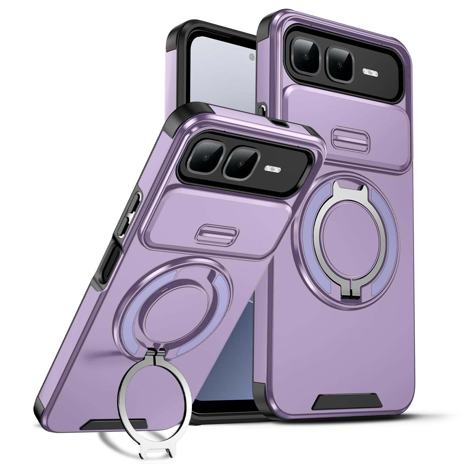 

Магнитная подставка-кольцо Чехол для телефона Для Infinix Smart 10 Plus Защита объектива камеры-слайдера TPU рамка Жесткая пластиковая задняя крышка Fundas Smart 10 4G X6725 фиолетовый