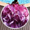 Floral Petal Print Round Beach Towel with Tassels Sand Free Quick Dry Circle Bath Towel Soft Absorbent Meditation Rug Yoga Mat