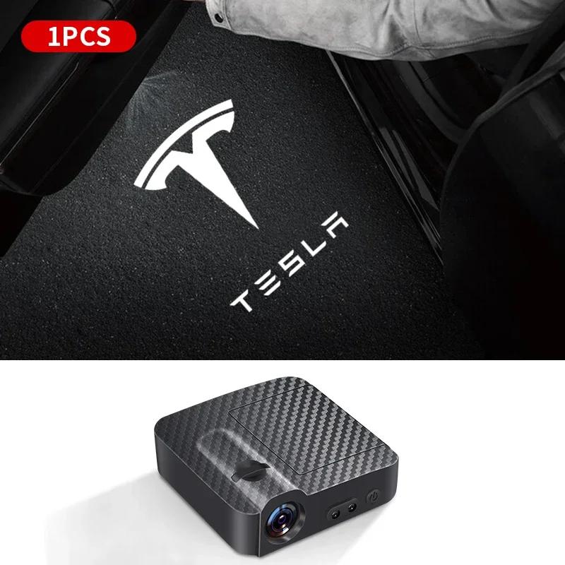 

Sticker Tesla 1/2pc Car Door Projector LED Welcome Lights Decor For Tesla 3 S X Y Roadster Invader Coil Mod WYE Bonina