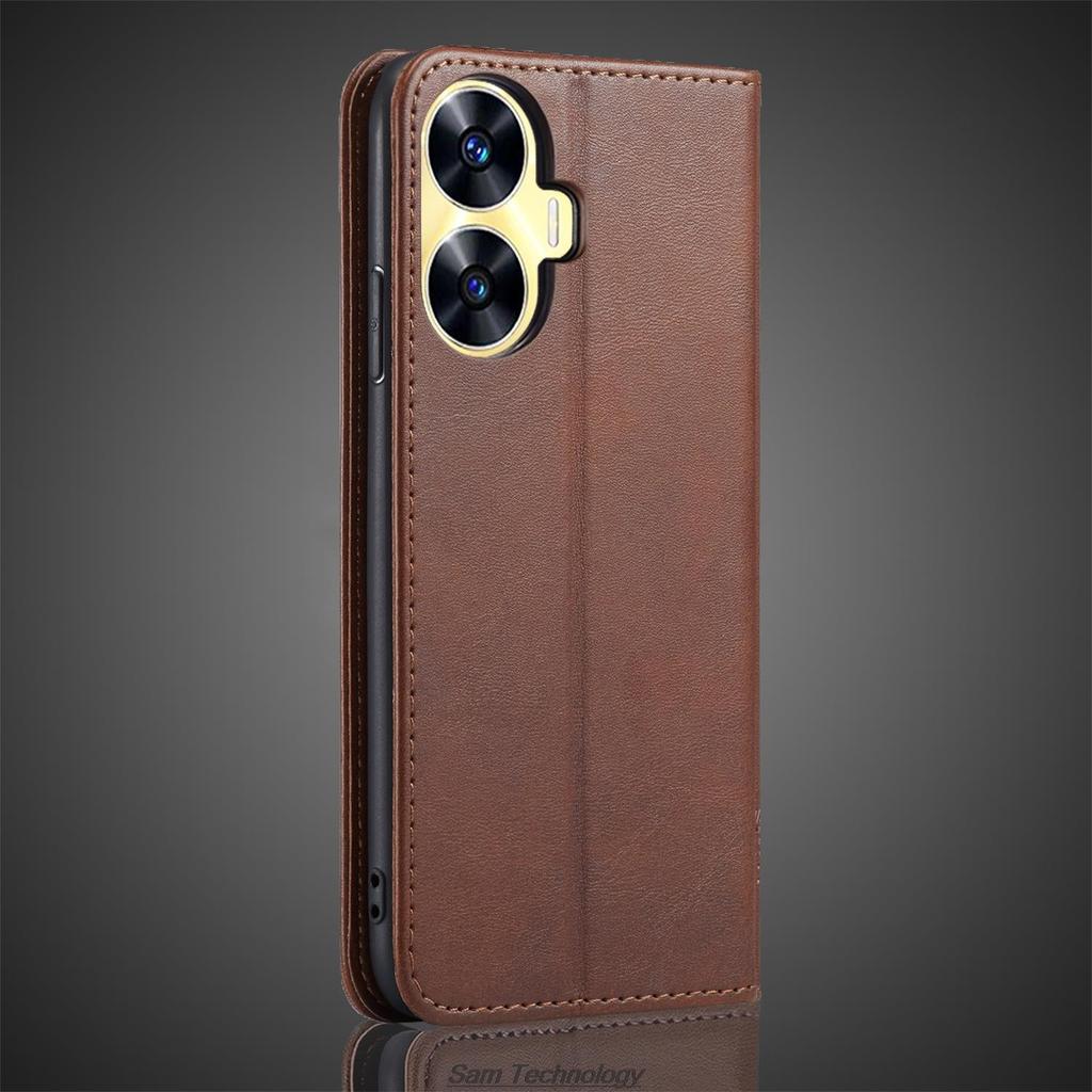 Magnetic Attraction Leather Case for OPPO Realme C55 Flip Cover Case Realme C55 Wallet Holster Phone Bags Fundas Coque