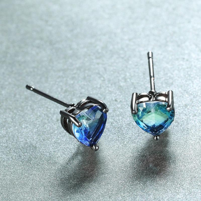 Earrings Earrings Rose Gold Red Emerald Love Tourmaline Stone Stud Earrings European and American Jewelry