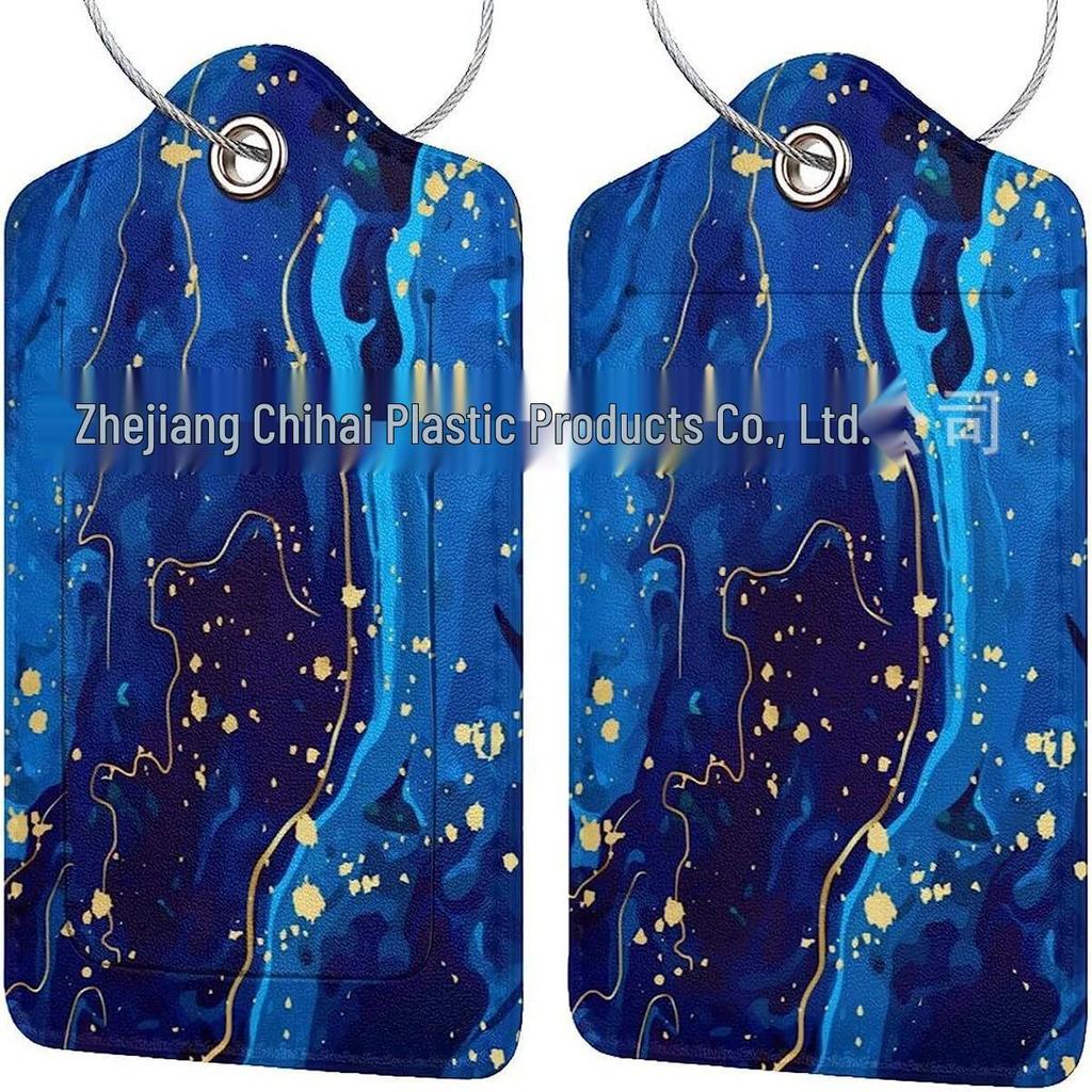 Stylish Printed Leather Luggage & ID Tag Set