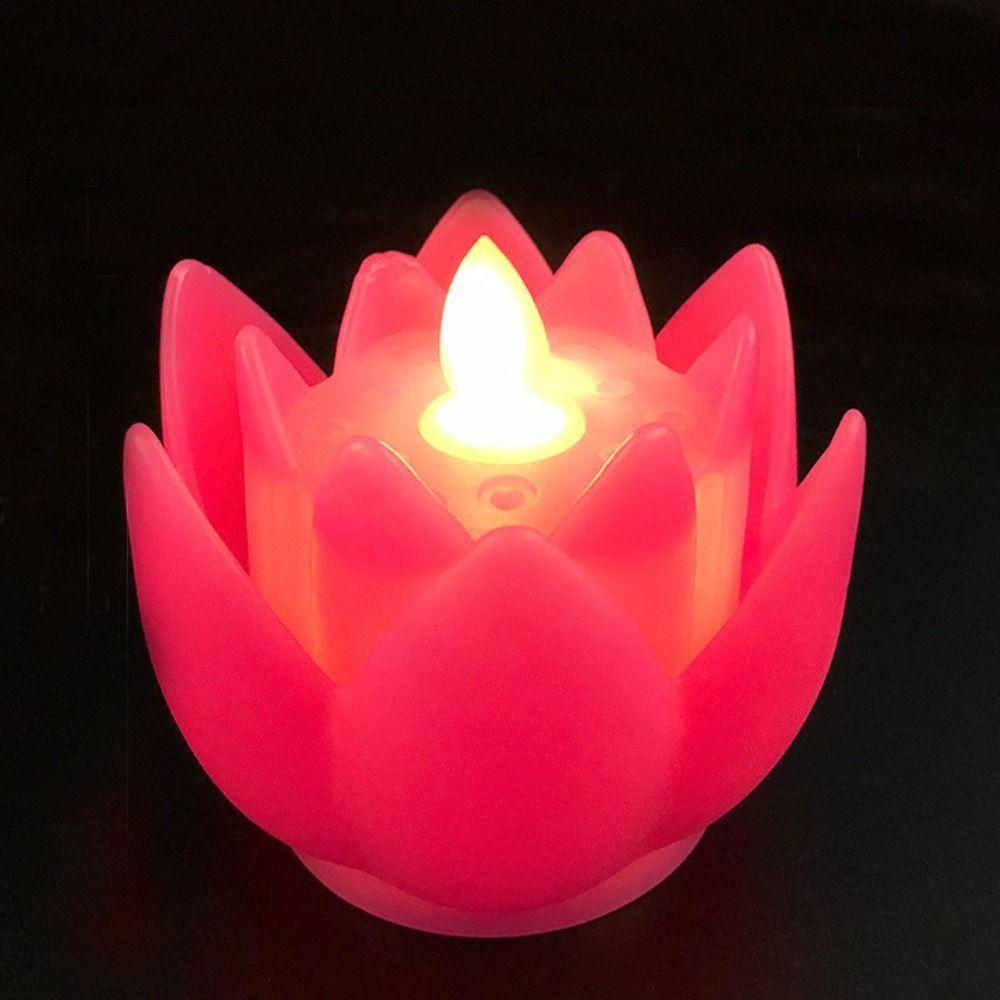 Home Decor Plastic Lotus Lamp Colorful Creative Electronic Candle Lamp Exquisite Flickering LED Night Light Xmas Birthday