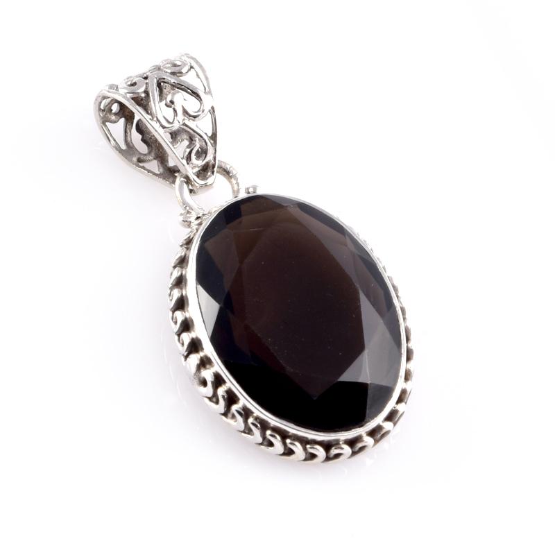 

Natural Smoky Quartz Gemstone 925 Solid Sterling Silver Gift Pendant 1.4 o5P34