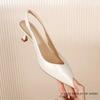 Fashion Elegant High Heels Silver Pumps Women 2024  Summer Slingbacks Pointed Toe Party Shoes Woman Solid Thin Heeled Sandals Ladies
