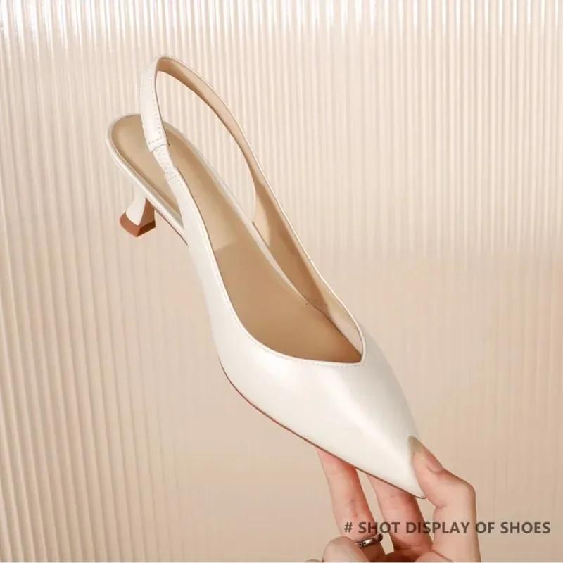 Fashion Elegant High Heels Silver Pumps Women 2024  Summer Slingbacks Pointed Toe Party Shoes Woman Solid Thin Heeled Sandals Ladies