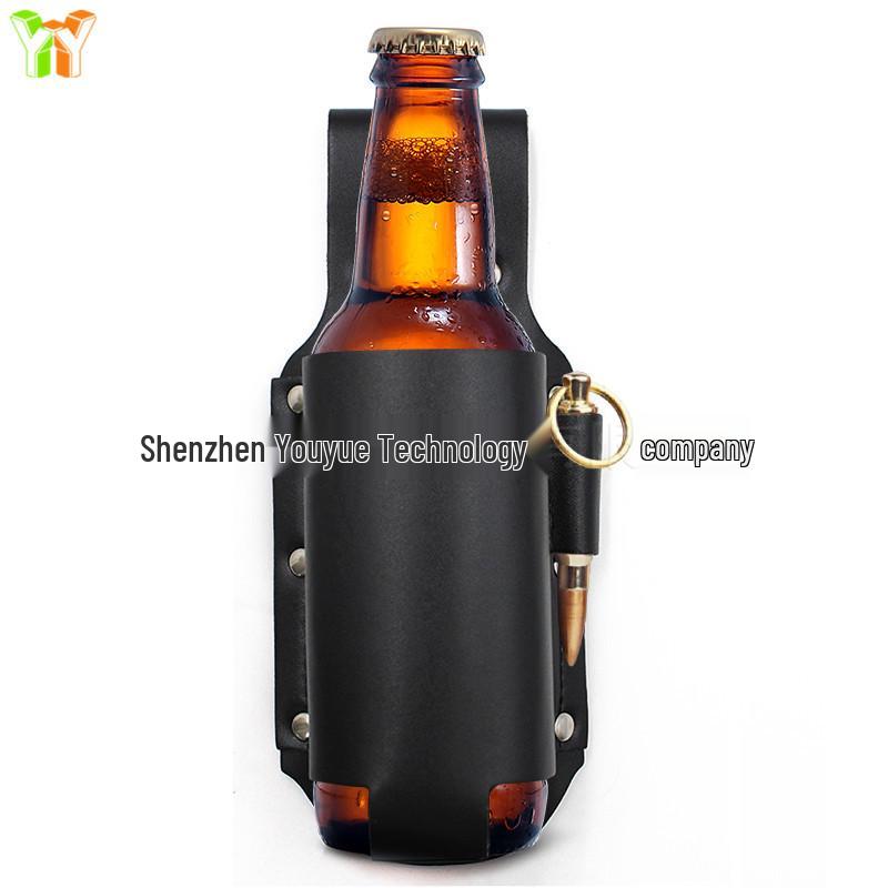 In-Stock Leather Waist Beer Bottle Holder for Outdoors, Fits 600ml and 350ml Bottles