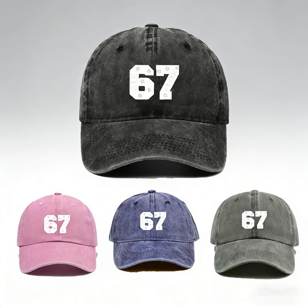 1PC Washed 67 Star Hat! Soft Top Breathable+adjustable Headband, Suitable for Retro Fashion Accessories for Commuting/travel