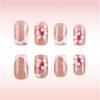 24Pcs Square Fake Nail Press On Nail Artificial Nail False Nail Glues On Nail with Flower Designs French Nail Tips