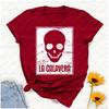 T-Shirt con Teschio Distressed La Calavera Maglietta Grafica Messicana Folk Giorno dei Morti Top Casual Retro Regalo per Amanti della Cultura del Teschio