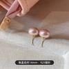 Cherry blossom powder steamed bread pearl stud earrings temperament advanced sense silver bread beads earrings temperament versatile earrings